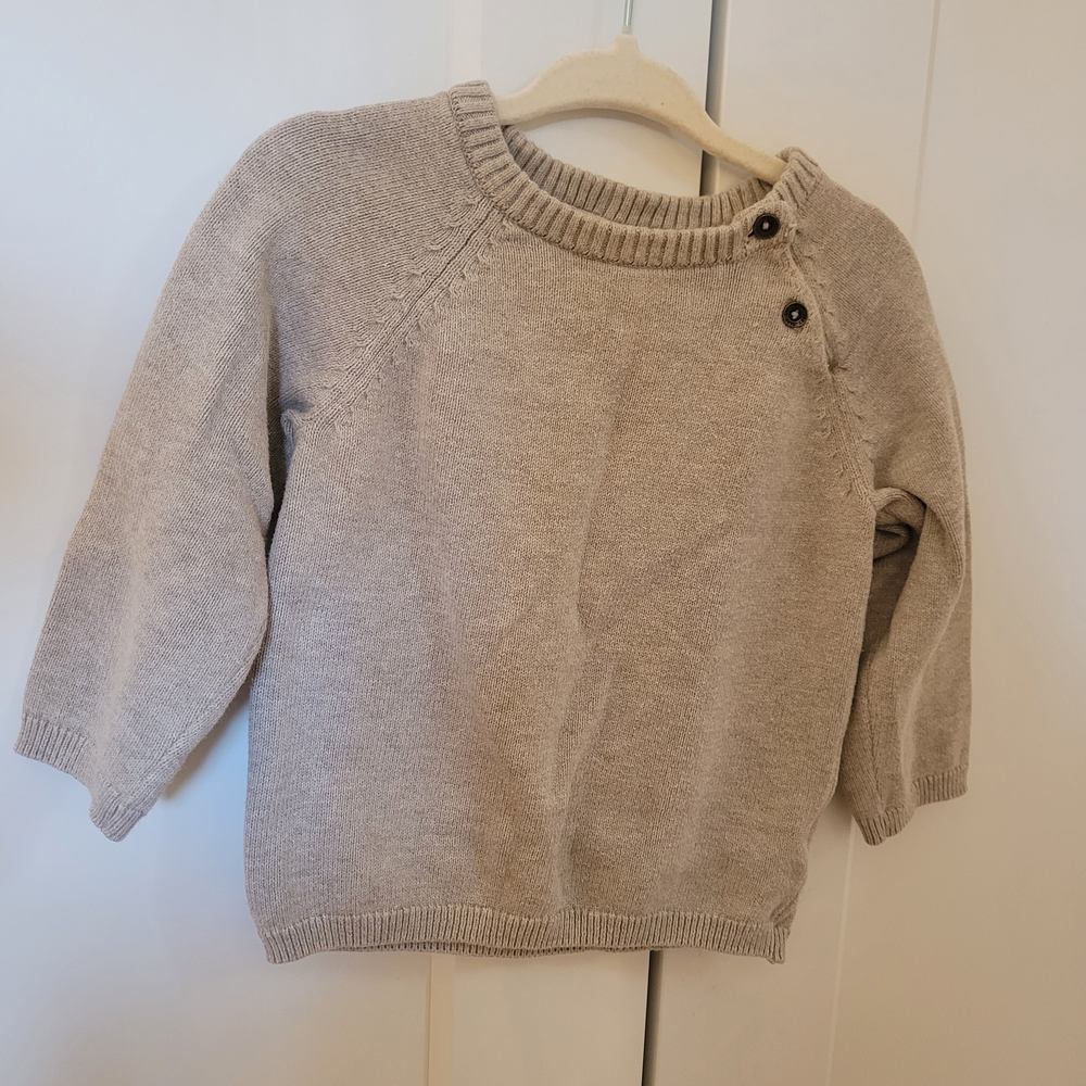 🧸2/20$ H&M Baby 9-12M Boy Beige Cream Knit Sweater